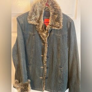 Esprit jean jacket with fur detail.